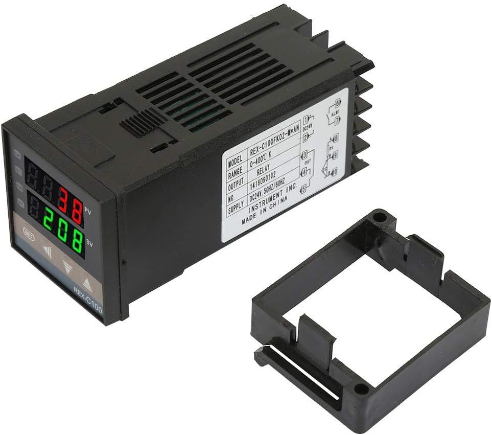 Thermostat,REX-C100FK02-MAN Digital PID Temperature Controller Thermostat Relay Output 0-400 ℃(DC24V)