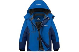 FARVALUE Boys Waterproof Ski Jacket Windproof Winter Coat Warm Snow Coat Outdoor Raincoats with Removable Hood