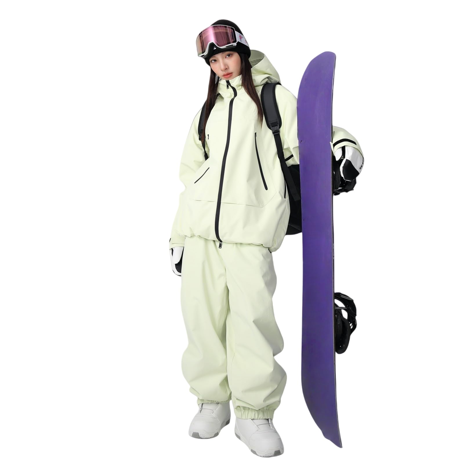 Photo 1 of SnowElve Mens Ski Jacket and Pant Set Womens Snow Jacket Baggy Ski Suit Waterproof Insulated Snowboard Winter Outdoor(KJ-T01,BG,XS)
