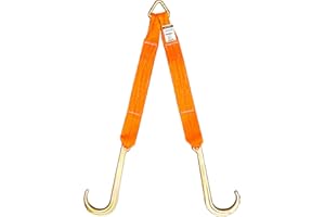 SENKEYFE 3" x 24" V Bridle Tow Strap, 15" Long Shank J Hooks, 5400LBS Recovery Bridle, Towing Strap with Hook, Recovery Tow C