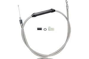 MoKitDora 68-15/16" Twin Cam Clutch Cable Stainless Steel Braided for 2007-2016 Harley Touring Dyna Softail & '18-Later M8 Models 6 Speed Transmission with Mechanical Clutch, Chrome