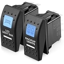 MICTUNING 5pin Red LED Light Bar Laser Rocker Switch ON-OFF Push 12V Universal E - Foto 4