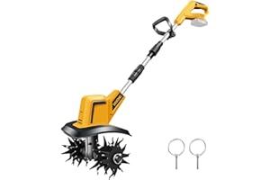 XGOLD DEVONIC Cordless Electric Garden Tiller,330RPM Electric Garden Tiller, 8 in Tilling Width and 6 in Depth Garden Rototiller for Lawn/Gardening/Soil Cultivation (Without Battery)