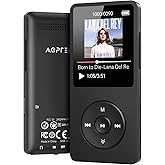 AGPTEK A02 MP3 Player with Bluetooth 5.3, 1.8 inch Screen Portable Music Player with Speaker, FM Radio, Voice Recorder, Supports Expanded Up to 128GB(Black, 32GB)