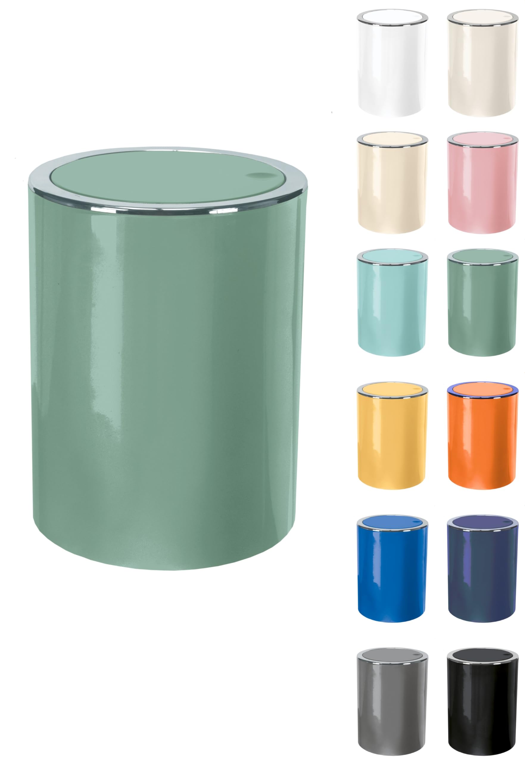 KW "Clappe" 5Ltr Plastic Swing Bathroom /Kitchen /Small Waste /Office Bin (Maldives Green)