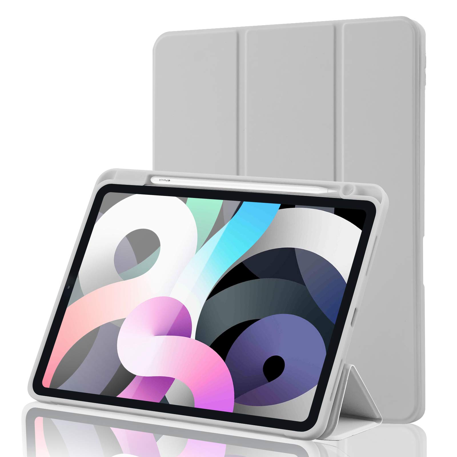 Case for iPad Air 11 Inch M4 2026 8th Gen/M3 2025/M2 2024, iPad Air 5th/4th Gen 10.9 Inch 2022/2020 Slim Stand Cover with Pencil Holder, Supports Apple Pencil Charging, Auto Wake/Sleep - Gray