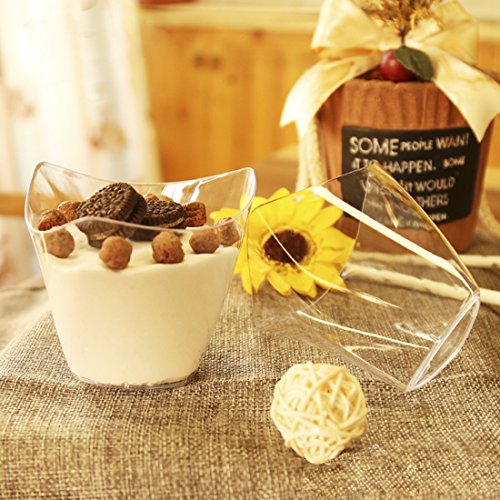 image for Tosnail 50 Pack 4oz Triangular Dessert Appetizer Tumbler Cups Plastic 