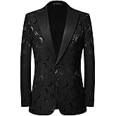 YFFUSHI Men's Notched Lapel Tuxedo Suit Jacket One Button Blazer for Wedding Prom Dinner Party