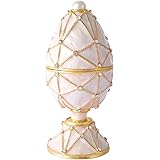 QIFU Vintage Hand Painted Faberge Egg Style Hinged Jewelry Trinket Box with Rich Enamel and Sparkling Rhinestones, Unique Gift Home Decor, Decorative Ornament Your Collection