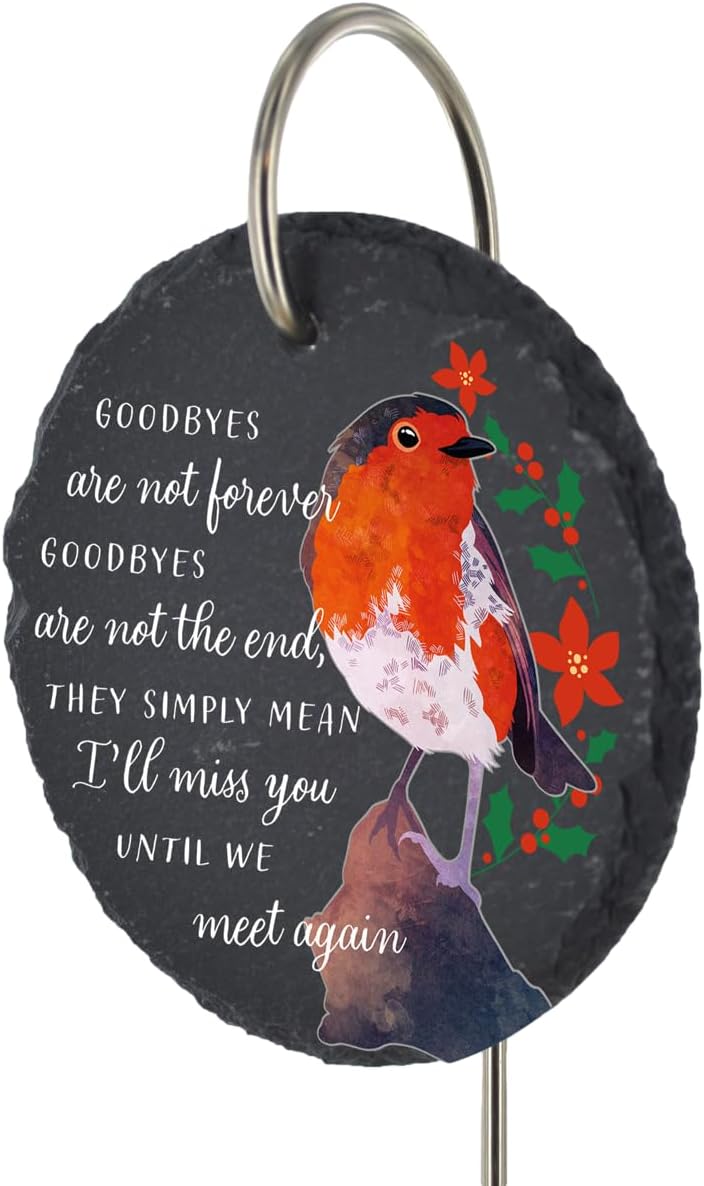 Global Designs Christmas Robin Grave Stick Marker Plaque 25x11cm
