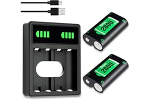 Tectra Battery for Xbox Series X|S - 2pcs 2800mAh + LED Dual Charger for Xbox One, Series S, X