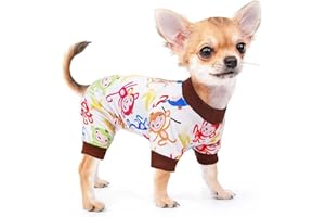 DAFUEN Dog Pajamas for Small Dogs Girl Boy Puppy Pjs Summer Pet Onesies for Chihuahua Yorkie Teacup Cute Soft Material Stretch Able Cat Clothes Outfit Apparel Doggy Jumpsuit