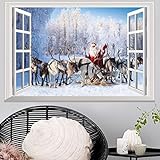 Highpot 3D Windows Wall Sticker For Christmas Santa Claus Mural Decals Vinyl Art Home Decors (B)