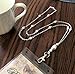 Brenda Elaine Jewelry Silver Plated Women's Fashion Lanyard Necklace ID Badge Holder, 32 Inch Silver Chain with White Pearls & Rear Lobster Clasp