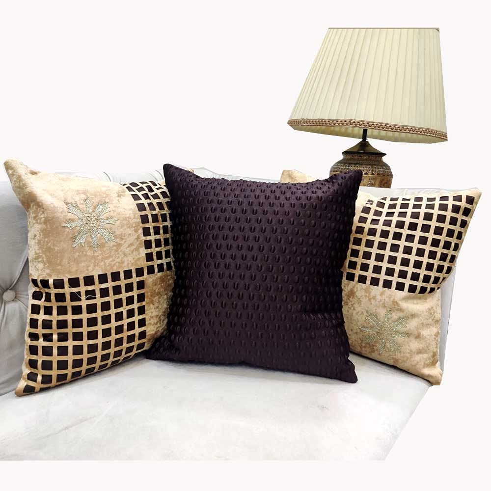 Buy Elegant Brown Cushion Cover Set of 3 Online at Low Prices in India