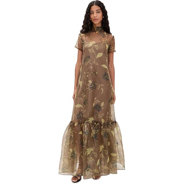 staud brown and yellow dress Dena Dress main image 0