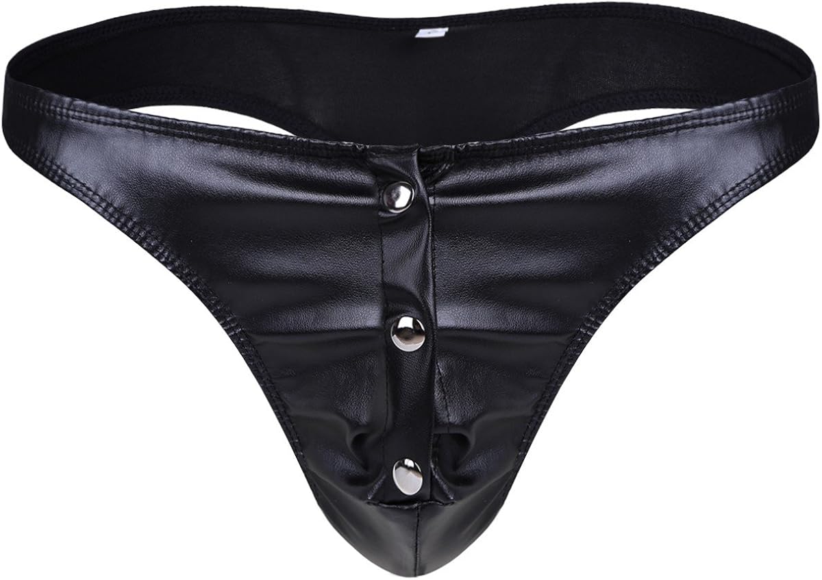 Sous-vêtement En Cuir Artificiel Pour Homme Avec Entrejambe Ouvert N41158 Rouge - Prêt
