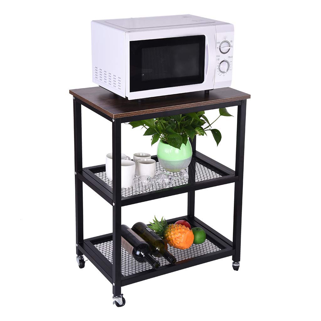Best Rolling Farmhouse Kitchen Island Cart On Wheels Rustic Wood Industrial Bookshelf