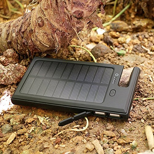 X-DRAGON Portable 9000mAh Solar Charger Panel Power Bank for iPhone, iPad Air mini, iPod, Samsung, Android Smart Phones and Tablets, Gopro Camera and other 5V USB devices(Black)