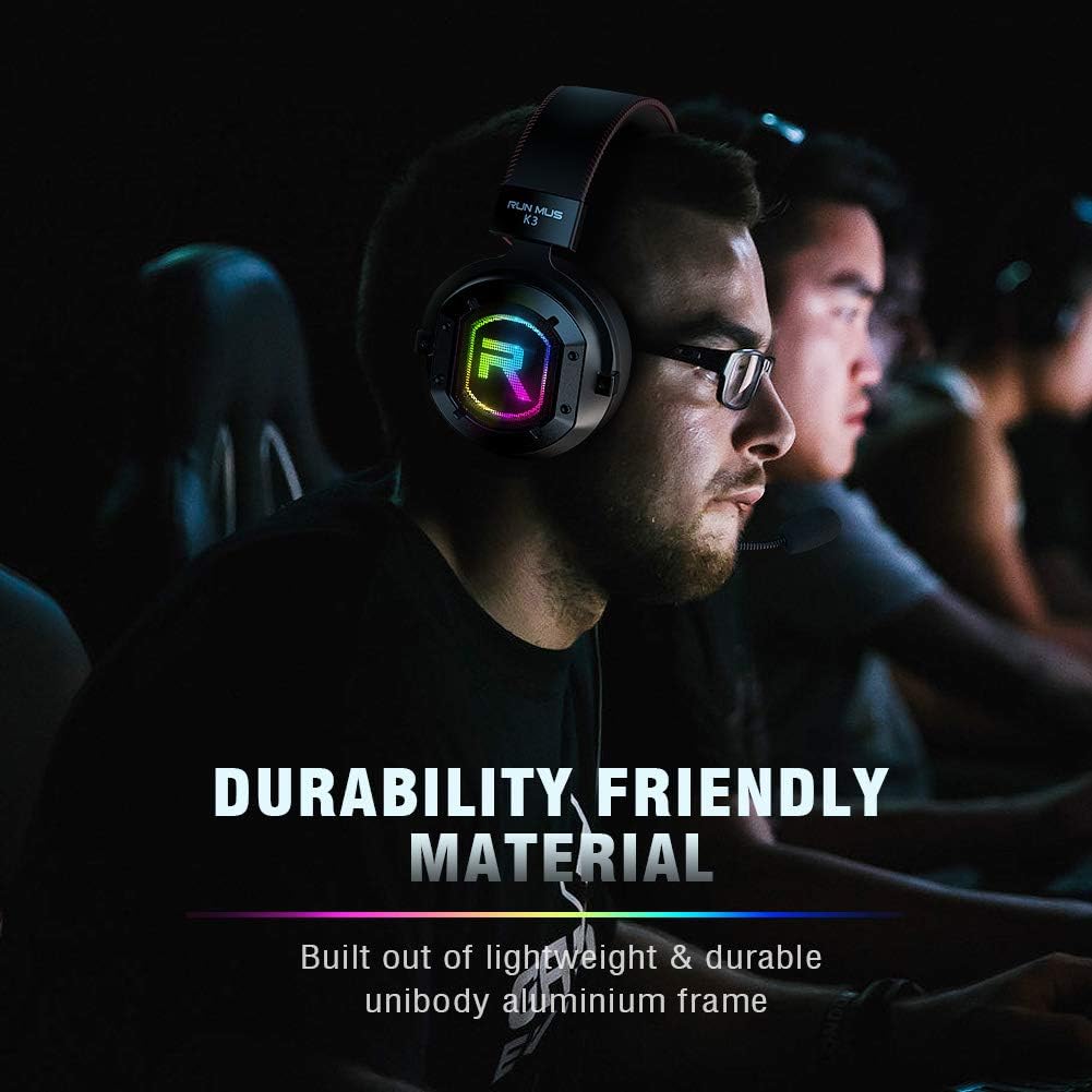 RUNMUS Gaming Headset for Xbox One, PS4, PC Headset w/ Surround Sound, Over Ear Headphones with Noise Canceling Mic & RGB Light, Compatible with Xbox One, PS4, Nintendo Switch, PC, Mac, Sega Dreamcast: Computers & Accessories