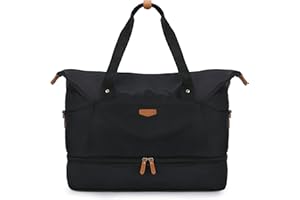 Missnine Weekender Bag for Women, Foldie Travel Bag Expandable with Shoes Compartment Travel Duffel 50L Carry on Overnight Gym