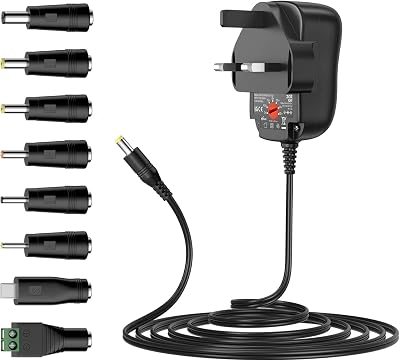 Zolt 12W Universal Power Adapter 3-12V 1A DC 8 Tips 5ft Cable