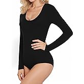 Bodysuit for Women Long Sleeve Shapewear Bodysuits Tummy Control Sexy Round Neck Body Suits Slimming Scoop Tops