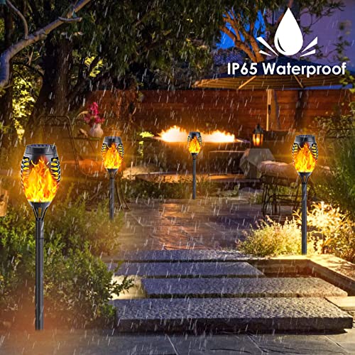 12-Pack Solar Outdoor Lights for Garden Decorations with Flickering Flame (Upgraded Super Bright), Waterproof Tiki Torches Solar Flame Torch for Outside Pathway Patio Yard Porch Decor - Auto On/Off