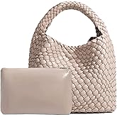 OUYGZOU Woven Tote Bag For Women, Soft Foldable Top-Handle Wristlet Bag, Fashion Hobo Handbag, Composite Bag with Coin Purse