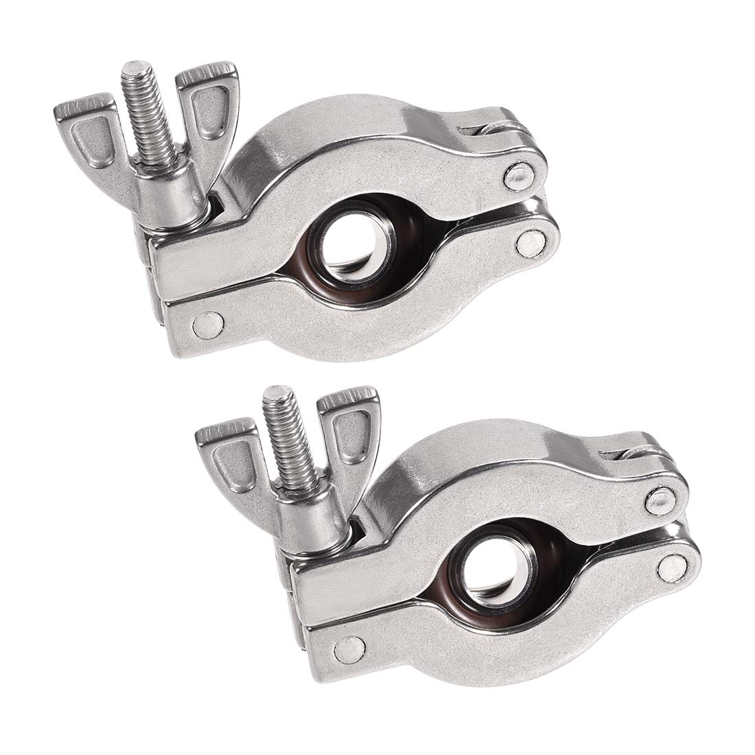 Sourcingmap 2 Pcs Vacuum Clamp 41mm X 20mm KF16 Single Pin Clamp Wing Nut W Center Ring for Ferrule TC