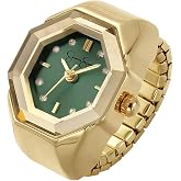Jessica Simpson Women's Silver Adjustable Ring Watch &ndash; Gold Octagon Bezel, Quartz Analog Mini Dial, Stretch Band Fashion Jewelry Accessory