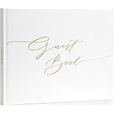 LONLAT Elegant Guest Book for Wedding Reception | Beautiful Guestbook for Baby Shower and Wedding Decor, 96 Blank Pages for Sign in, Polaroid Pictures and Photos (Pearl White)