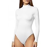 YOGINGO Women's Long Sleeve Mock Turtle Neck Bodysuits Tops Going Out Body Suits for Women Fashion Basic Leotards Jumpsuit