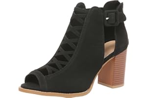 BORAMAX Womens Open Toe Heel Sandal Summer Buckle Cutout Dress Booties Chunky High Heel Sandals with Adjustable Ankle Strap