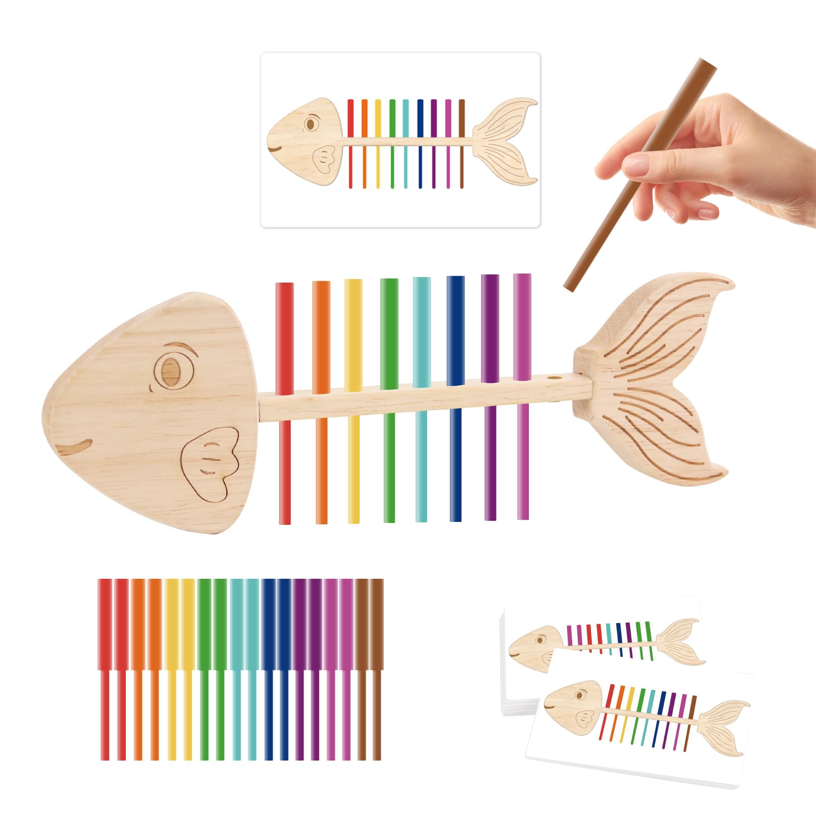 Photo 1 of Ranqibo Montessori Fishbone Matching Toy - Color Sorting and Sensory Matching Game Fine Motor for 3+Years Kids Toys