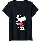 Womens Peanuts - Joe Cool Pattern V-Neck T-Shirt