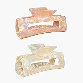 COLLIBEL Large Claw Clips 4.1 IN Tortoise Acrylic Stylish Hair Accessories for Thick and Thin Hair 2pc Set Cute Clips for Women Teen Girls (Coral+light yellow)