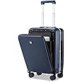Hanke 20 Inch Carry On Luggage with Front Pocket Aluminum Frame, Hard Shell Suitcases with Wheels, Rolling Luggage, Suitcase with Lock, Travel Luggage for Weekender, Dark Blue