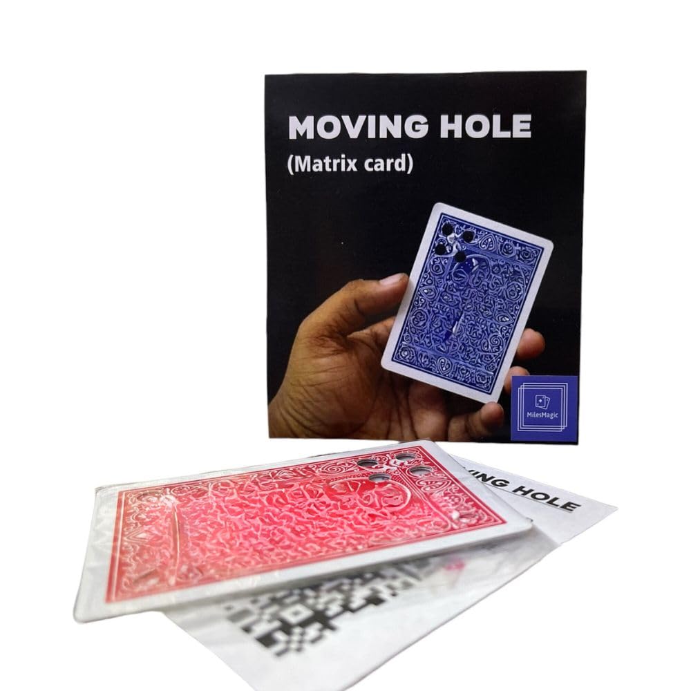 MilesMagic Magician's Moving Hole Matrix Art Gimmick Bicycle Poker Hollow Card Magic Trick, Multicolor