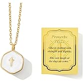 Cross Necklace for Women Bible Verse Gold Dainty Pearl Small Cross Necklace Inspirational Christian Baptism Christmas Gifts Jewelry Gifts