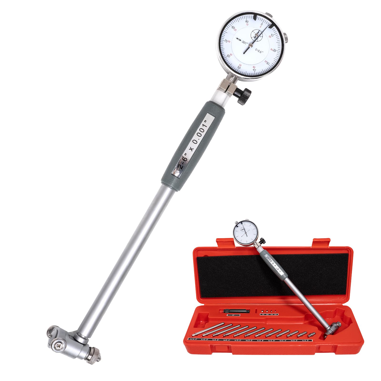 Photo 1 of Dial Indicator Bore Gauge Set, 2" - 6" Bore Gauge 0.001" Deep Engine Hole Cylinder Measurement Gauge, Extender Dial Bore Gauges for Automotive and Industrial Applications