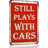 Garage Signs For Men - Funny Metal Tin Car Room Decor - Vintage Car Gifts 8x12 Inch