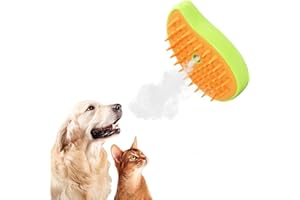 FIHCH Steamy Cat Brush 3 In1 Self Cleaning Cat Steam Brush Cat Steamer Brush for Massage Cat Hair Brush for Removing Tangled and Loosse Hair Green