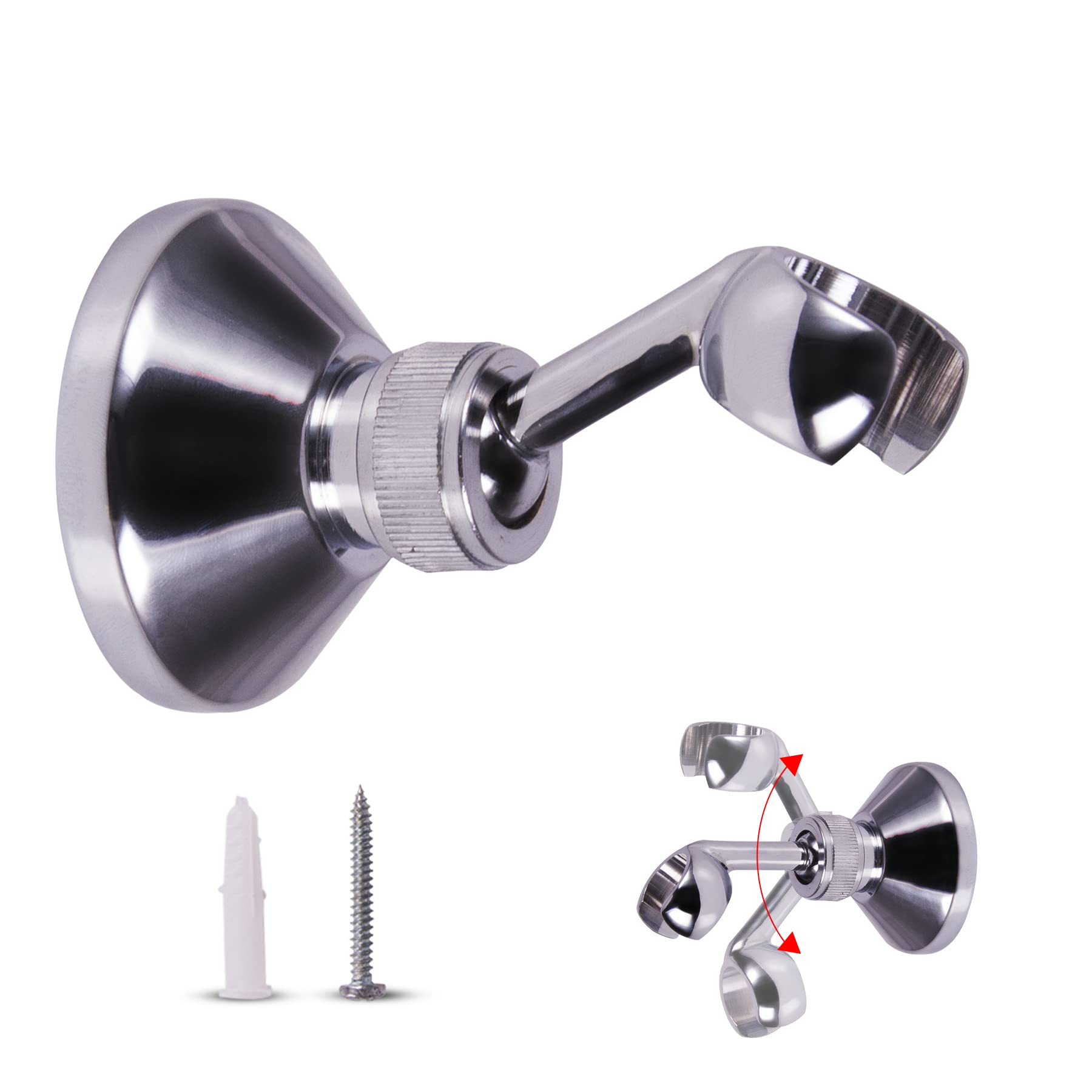 Beerwell Shower Head Holder - Wall Mount Shower Bracket - Brass 360 Degrees Adjustable Shower Holder Replacement