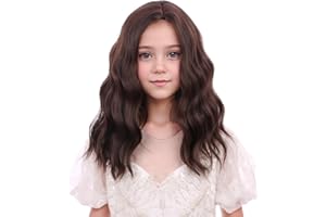 WAVELNM Brown Wigs for Kids Girls Dark Brown Curly Wavy Wig Child Brunette Short Bob Wigs Kids Side Part Daily Halloween Costume Wig