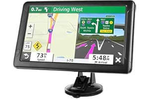 YHRBTPO GPS Navigator for Car Truck RV, Latest 2025 Map, 9 inch Touch Screen, Real Voice Spoken Turn-by-Turn Direction Reminding, Speed and Red Light Warning, Vehicle GPS Satellite Navigation System