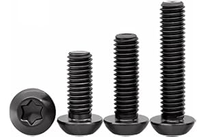 HanTof 100Pcs Button Head Torx Drive Screws Bolts, Grade 10.9 Alloy Steel, M5 x 8/12/16/20/30 mm Star Drive Machine Screws Set with T25 Wrench, Black Oxide Finish, Fully Threaded Pitch : 0.8 mm