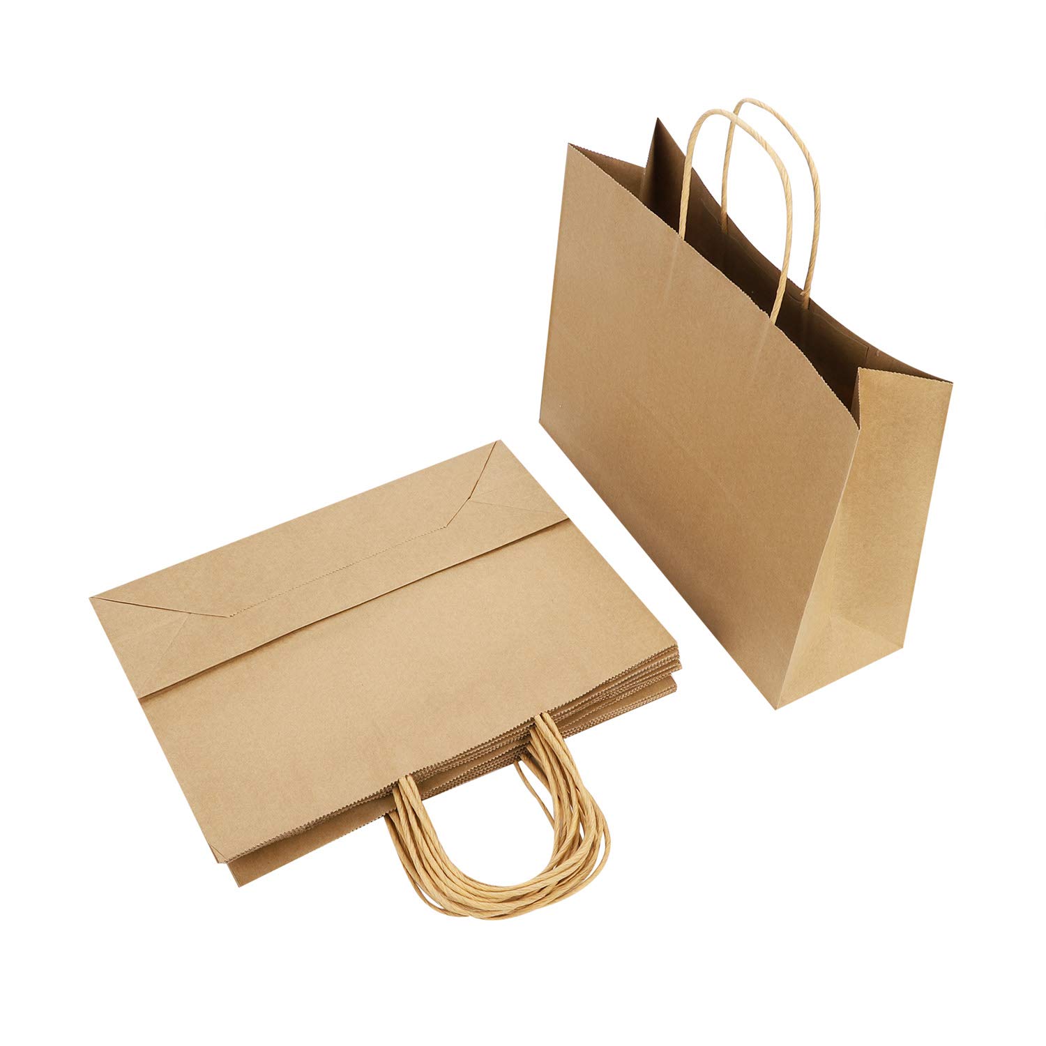 10PCS Large Kraft Paper Bags Gift Party Bags Paper Shopping Bags Goody Bags Retail Bags Merchandise Bags Thickened Recycled Paper Carrier Bags Shopper Wrapping Bags for Birthday Baby Shower Wedding