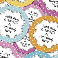 Graphic Flavor Gift Polka Dots Retro Style Personalized Sticker Labels (35 Stickers @ 1.4" Inch) Ideal for Reward Treat Favor Party Bags Candy Cones Jars Gift Boxes Bottles Crafts