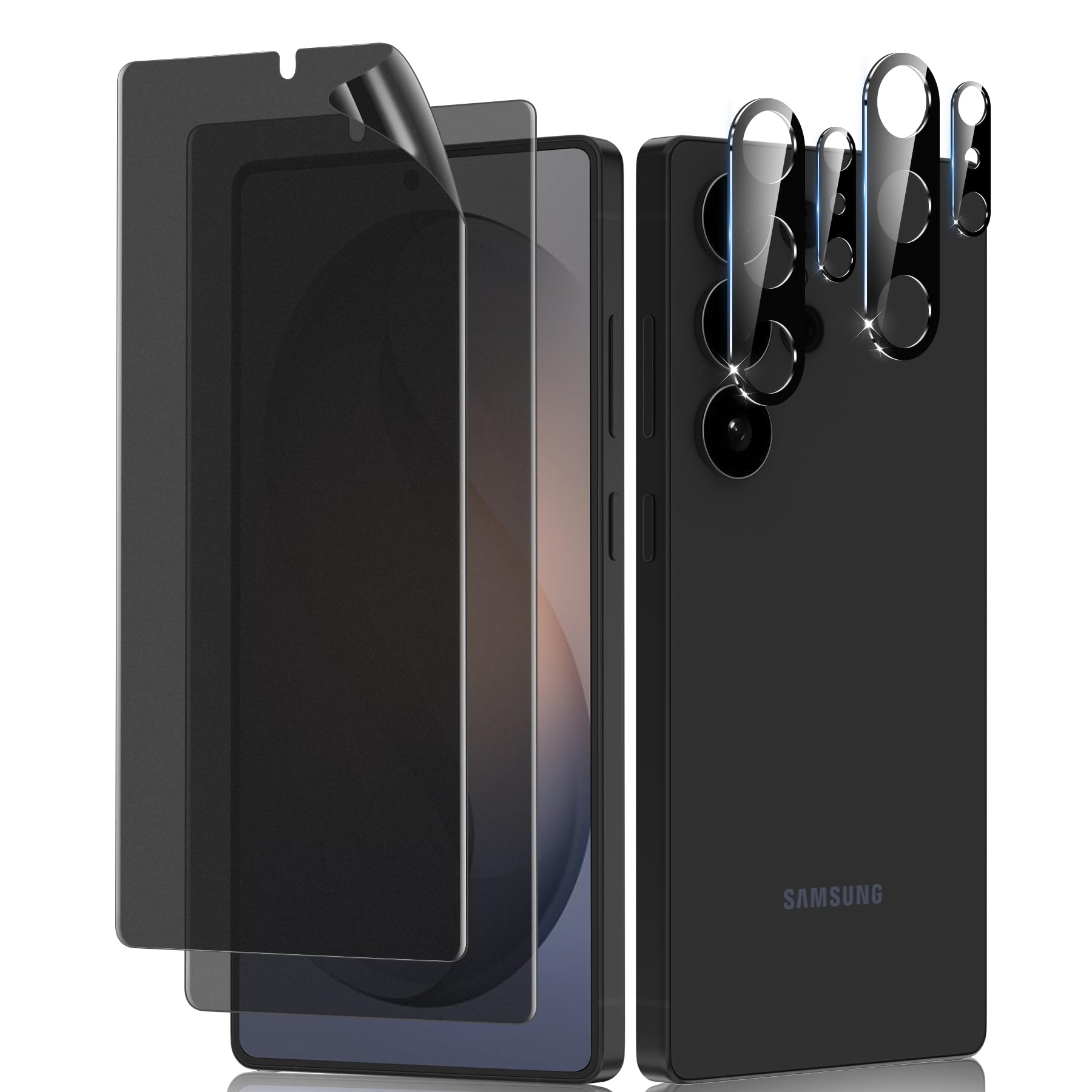 LYWHL 2+2 Pack for Samsung Galaxy S26 Ultra Matte Privacy Screen Protector with Camera Lens Protector, Anti-Glare Anti-Fingerprint Anti-Spy S26 Ultra Film[Not Glass], Support Fingerprint Unlock